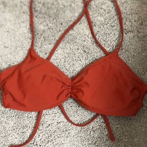 Aerie Reddish Orange scoop bikini top